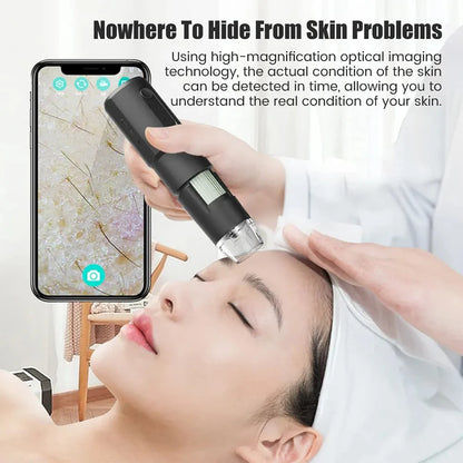 Dermatoscope Skin Analyzer Machine Digital Microscope Camera WiFi Wireless Electron Scalp Detection Pores Magnifier Facial 1000X