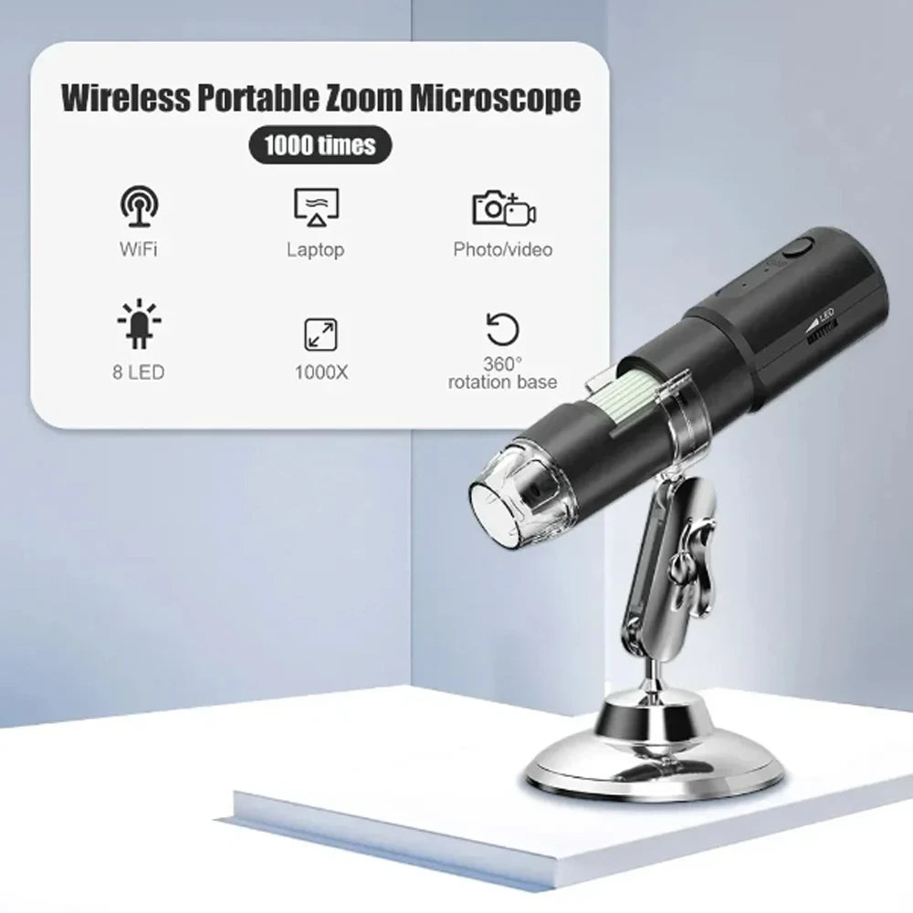 Dermatoscope Skin Analyzer Machine Digital Microscope Camera WiFi Wireless Electron Scalp Detection Pores Magnifier Facial 1000X