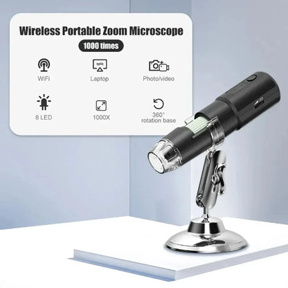 Dermatoscope Skin Analyzer Machine Digital Microscope Camera WiFi Wireless Electron Scalp Detection Pores Magnifier Facial 1000X