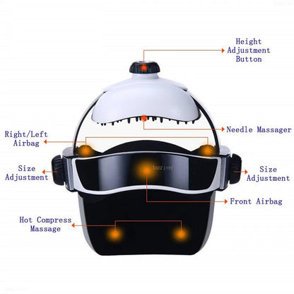 220V 3D Electric Head Massager Intelligent Air Pressure Vibration Finger Press Relaxation With Music Soothing Relax Helmet