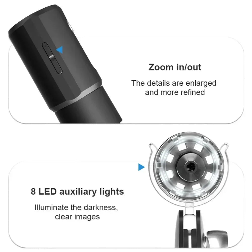 Dermatoscope Skin Analyzer Machine Digital Microscope Camera WiFi Wireless Electron Scalp Detection Pores Magnifier Facial 1000X