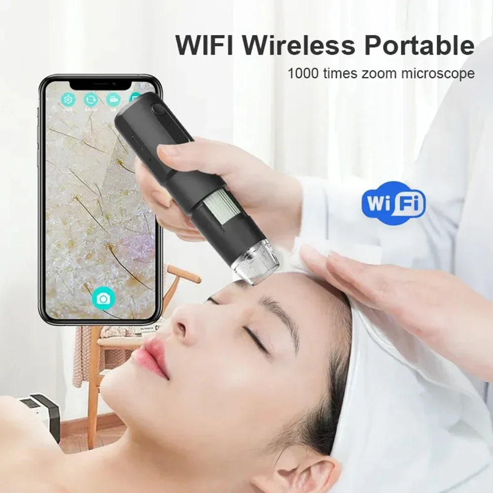 Dermatoscope Skin Analyzer Machine Digital Microscope Camera WiFi Wireless Electron Scalp Detection Pores Magnifier Facial 1000X